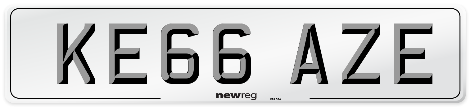 KE66 AZE Number Plate from New Reg